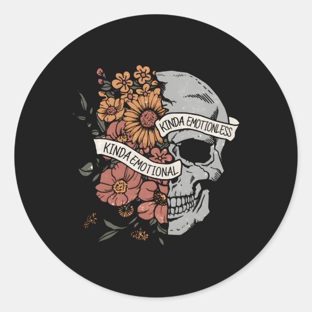Kinda Emotional Kinda Emotionless Goth Emo Floral Runder Aufkleber (Vorderseite)
