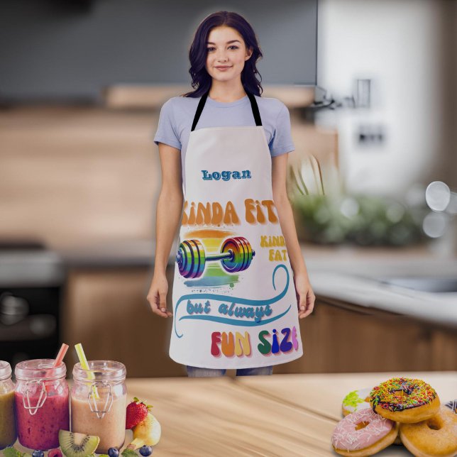 Kinda Fit Funny Gym Fitness Rainbow Schürze (Foodie Meets Fitness "Kinda Fit" Rainbow Bold Apron with Barbell)