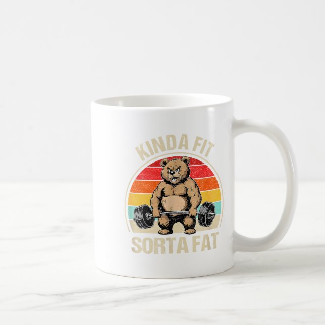 Kinda Fit Sorta Fat Funny Cute Bear Weightlifter  Kaffeetasse (Rechts)