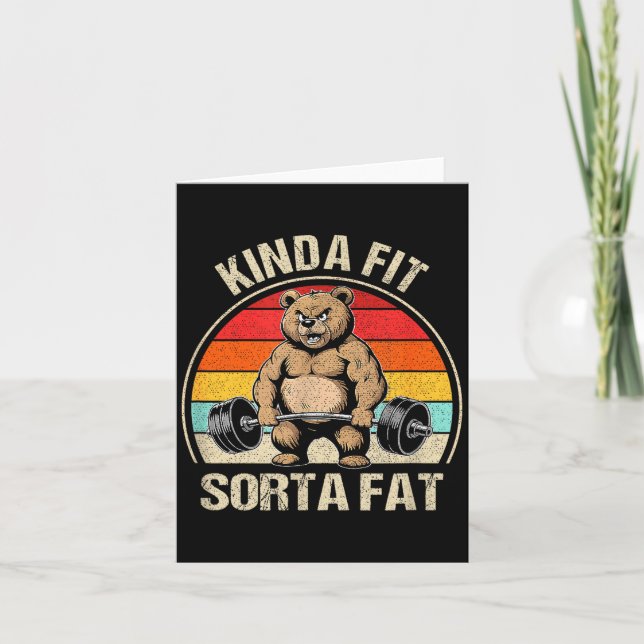 Kinda Fit Sorta Fat Funny Cute Bear Weightlifter  Karte (Vorderseite)