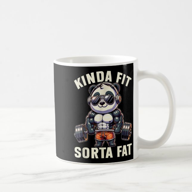 Kinda Fit Sorta Fat - Funny Gym Bear Weightlifting Kaffeetasse (Rechts)