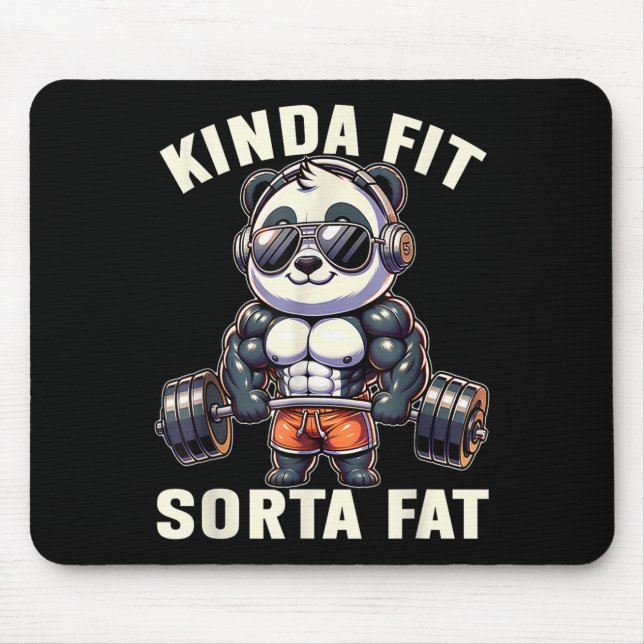 Kinda Fit Sorta Fat - Funny Gym Bear Weightlifting Mousepad (Vorne)