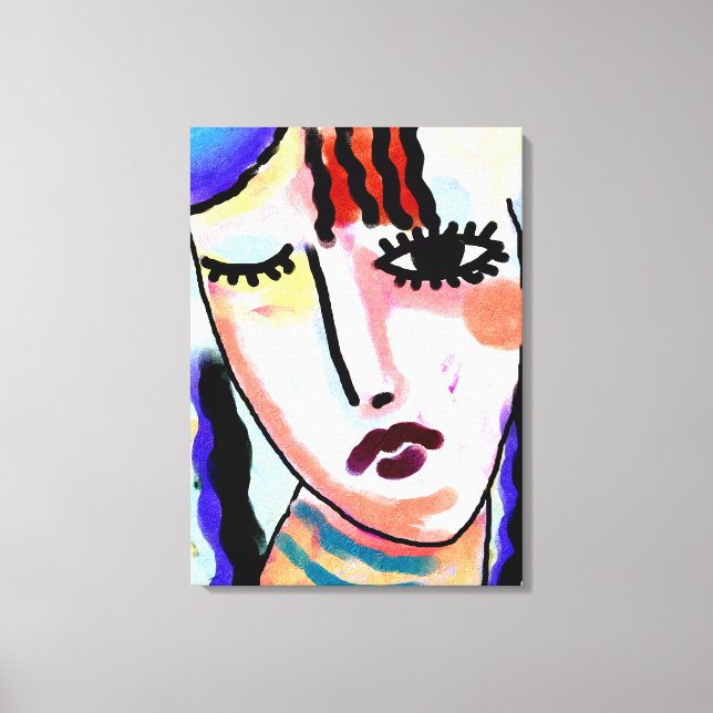Kinda Sad Abstraktes digitales Portrait einer Frau Leinwanddruck (Vorderseite)