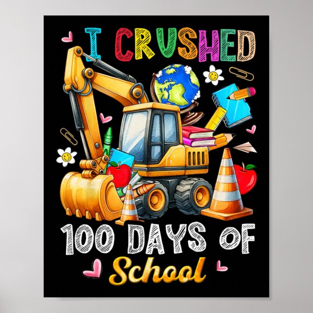 Kinder 100 Tage Schulbau Fahrzeug Toddl Poster (Vorne)
