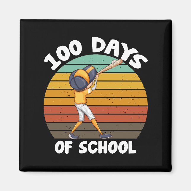 Kinder 100 Tage Schuljunge 100 Tage Baseball Magnet (Vorne)