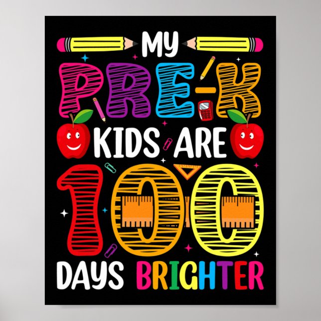 Kinder 100 Tage Schullehrer Poster (Vorne)