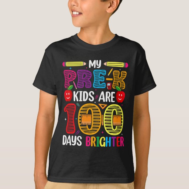 Kinder 100 Tage Schullehrer T-Shirt (Vorderseite)