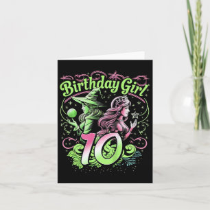 Kinder 10. Geburtstag Rosa und Grün 10 Jahre alt Karte