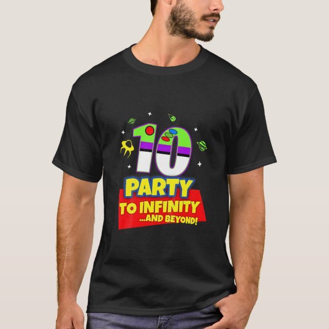 Kinder 10 Jahre alt 10. Toy Buzz Party bis Geburts T-Shirt (Vorderseite)