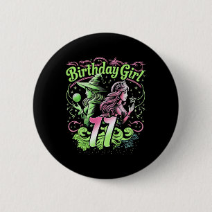 Kinder 11. Geburtstag Rosa und Grün 11 Jahre alt Button