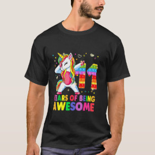 Kinder 11 Jahre alt 11. Geburtstag Einhorn Pop Es T-Shirt