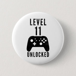 Kinder 11 Jahre Geburtstag Gamer Level 11 Freigesc Button
