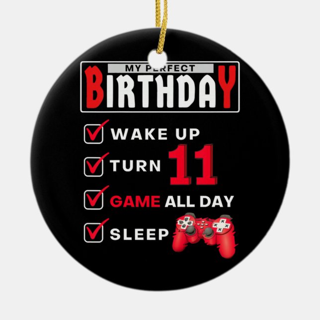 Kinder 11. Perfect Birthday Gaming 11 Jahre alt Keramik Ornament (Vorne)
