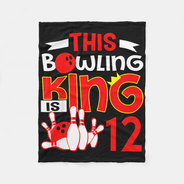 Kinder 12. Geburtstag Grafik - dieser Bowling King Fleecedecke (Vorderseite)