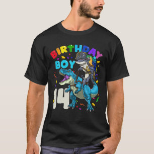 Kinder 14. Geburtstag Boy Pirate Shark Riding Dino T-Shirt