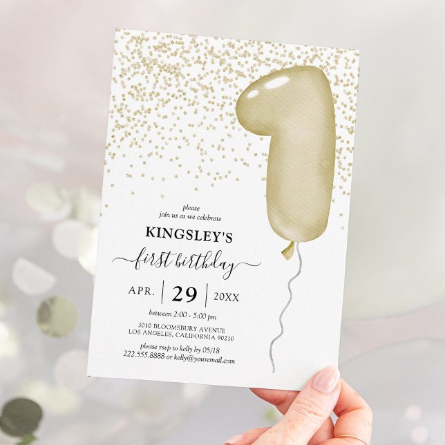 Kinder 1. Ballon Geburtstag Einladung (Von Creator hochgeladen)