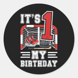 Kinder 1. Geburtstag Eishockey Junge 1 Jahr alt Ei Runder Aufkleber