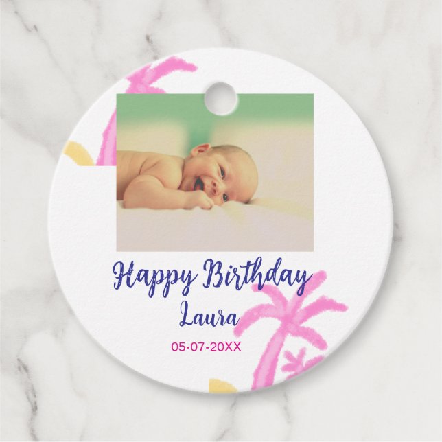 Kinder 1 Geburtstag hinzufügen Name Datum hinzufüg Geschenkanhänger (Vorderseite)