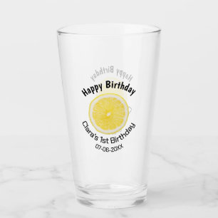 Kinder 1 Geburtstag Zitronenscheibe Name Datum m Glas