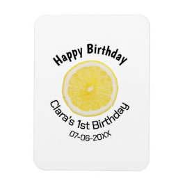 Kinder 1 Geburtstag Zitronenscheibe Name Datum m Magnet