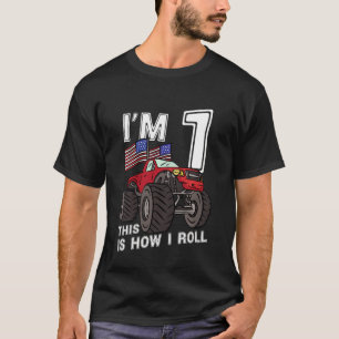 Kinder 1 Jahre Altes Junge Monster LKW 1. Geburtst T-Shirt
