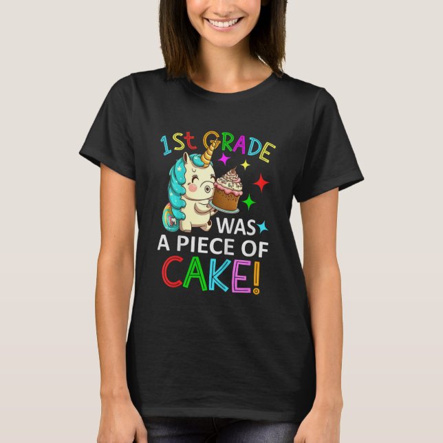 Kinder 1. Klasse 1 war ein Stück Kuchenmädchen T-Shirt (Vorderseite)