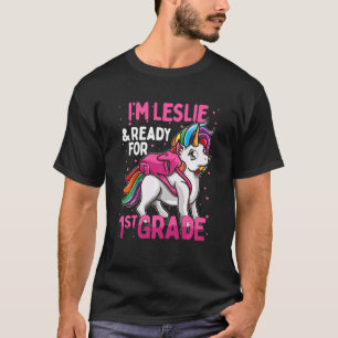 Kinder 1. Klasse Einhorn Ich bin Leslie und bereit T-Shirt