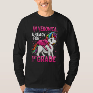 Kinder 1. Klasse Einhorn Ich bin Veronica und bere T-Shirt