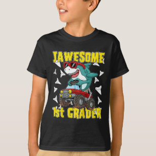 Kinder 1er Klasse Monster Truck Dinosaur Megalodon T-Shirt