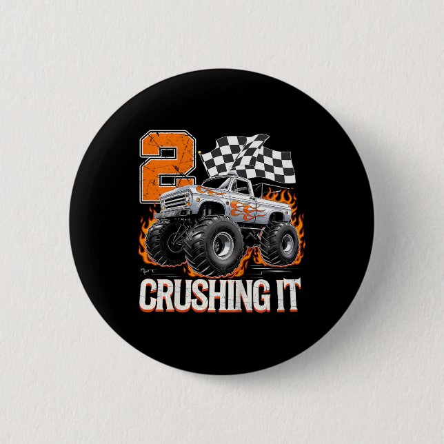 Kinder 2, die es zerquetschen Monster Truck Cool 2 Button (Vorderseite)