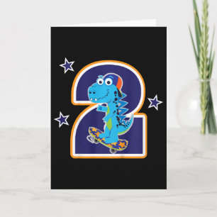 Kinder 2. Geburtstag Lustiger Dinosaurier Skateboa Karte