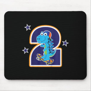 Kinder 2. Geburtstag Lustiger Dinosaurier Skateboa Mousepad