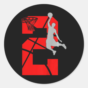 Kinder 2 Jahre alt 2 Basketball GeburtstagspartyTh Runder Aufkleber