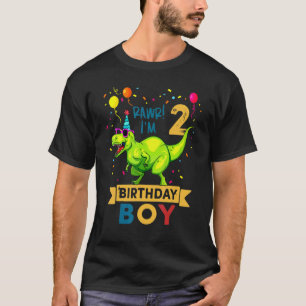 Kinder 2 Jahre alt 2. Geburtstag Junge Rex Dinosau T-Shirt
