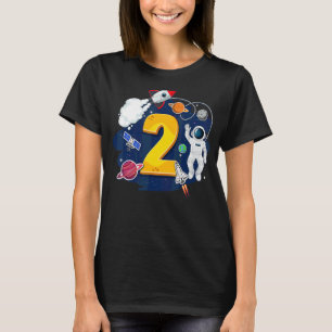 Kinder 2 Jahre alter Astronaut Weltraum 2. Geburts T-Shirt