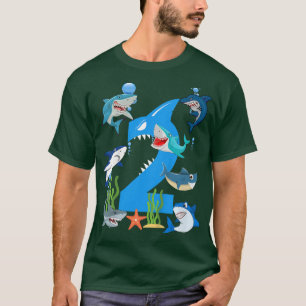 Kinder 2 Jahre alter Hai OzeanThema Party 2. Gebur T-Shirt
