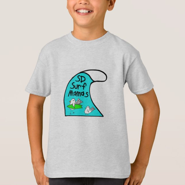 Kinder 3/4-Längen-Ärmel-T - Shirt mit Wellenlogo (Vorderseite)