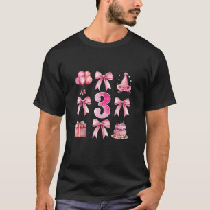 Kinder 3. Geburtstag Girl Pink Coquette Bow Drei J T-Shirt