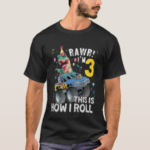 Kinder 3 Jahre alt Dinosaurier Rex Monster Truck 3 T-Shirt