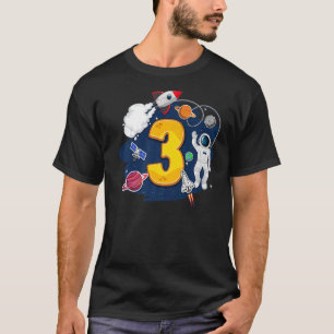 Kinder 3 Jahre alter Astronaut Weltraum 3. Geburts T-Shirt