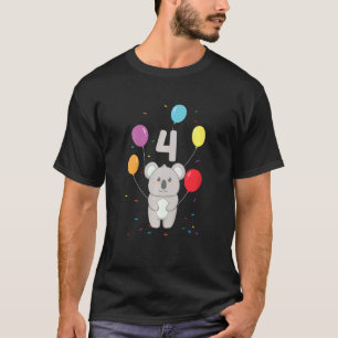Kinder 4. Geburtstag 4 Jahre Koala Balloons Austra T-Shirt