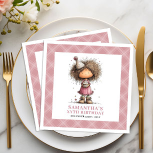 Kinder 4. Geburtstag Mädchen Whimsy Lustige Rosa S Serviette