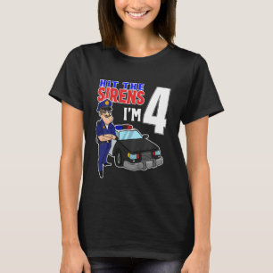 Kinder 4. Geburtstag Polizist Polizeiwagen Polizei T-Shirt
