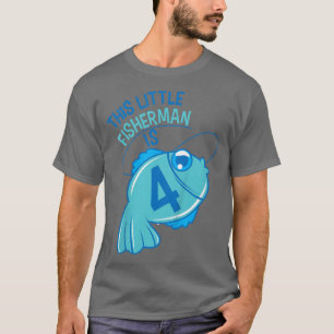 Kinder 4 Geburtstagskinder AngelnFisch 4 Jahre alt T-Shirt
