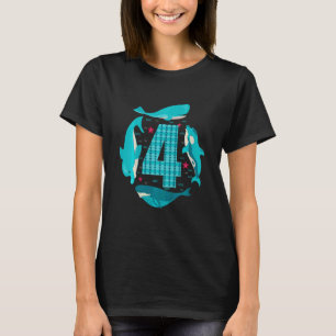 Kinder 4 Jahre alt 4. Geburtstagsfeier Meer Fisch  T-Shirt