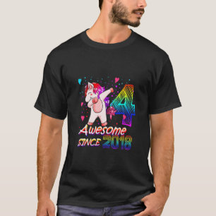 Kinder 4 Jahre alt Einhorn Blüte 4. Geburtstag Gir T-Shirt