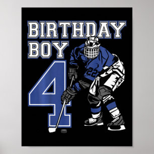 Kinder 4 Jahre alte Eishockey-Themen-Geburtstagsfe Poster