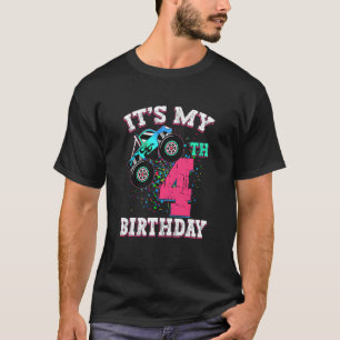 Kinder 4 Jahre Altes Mädchen 4. Geburtstag Monster T-Shirt