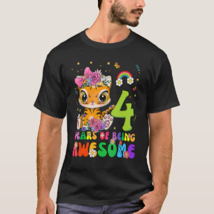 Kinder 4 Jahre Jungen Mädchen Niedlich Tiger 4. B T-Shirt