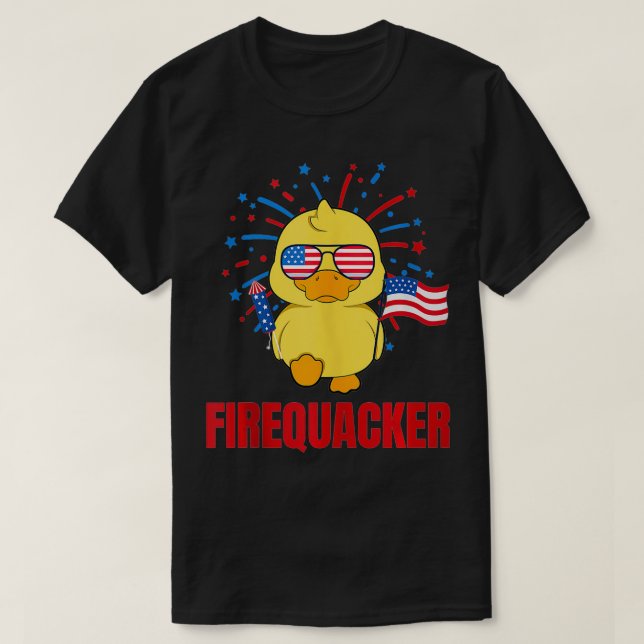 Kinder 4. Juli Ente FIREQUACKER Feuerwerk Party T-Shirt (Design vorne)
